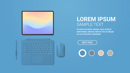 modern tablet computer with keyboard mouse pen vector image