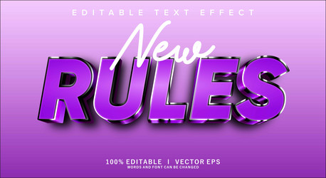 new rules 3d text effect with modern style design vector image