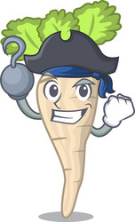 pirate character parsnip root with leaf cartoon vector image