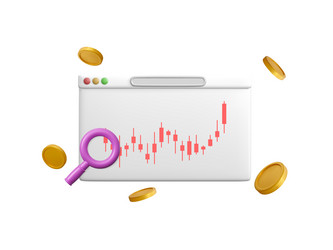 3d online trading with graph in browser vector image