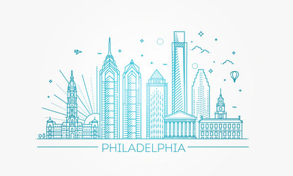 Philadelphia Skyline - Line Art Vector Image