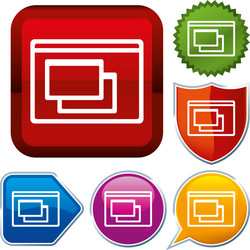 set shiny icon series on buttons computer window vector image