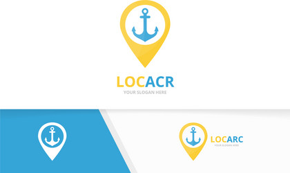 anchor and map pointer logo combination vector