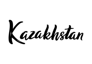 Kazakhstan lettering handwritten country name vector