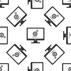 monitor update process with gearbox loading bar vector image