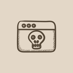 Browser window with skull sketch icon vector