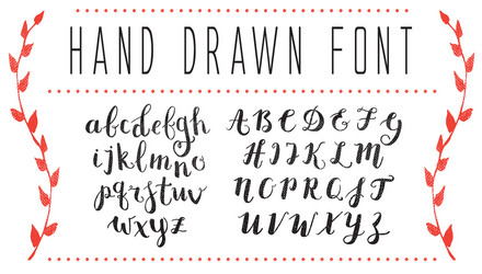 Hand Drawn Script Alphabet - Retro Style vector image