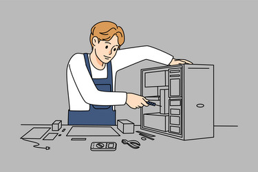 Technician repair computer hardware vector