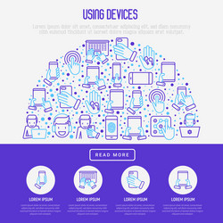 using devices concept in half circle vector image