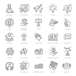 blogger blogging blog - thin line web icon set vector image