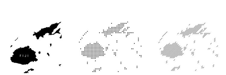 fiji silhouette map and two patterns of dots vector image