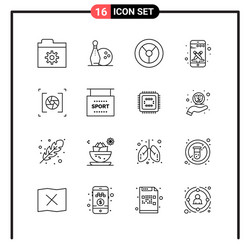 set 16 line style icons for web and mobile vector image