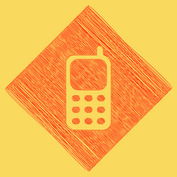 cell phone sign red scribble icon vector