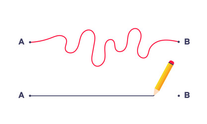 complex and easy simple way from point a to b vector image
