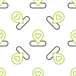 Line map pointer with heart icon isolated seamless vector