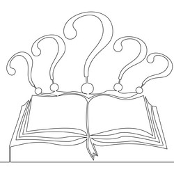 continuous line open book with question marks vector image