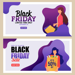 Landing page black friday sale banner vector