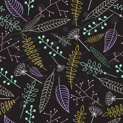 seamless pattern with linear leaves and branches vector image