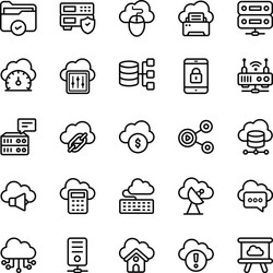 cloud storage and databases line vector