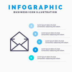 Email mail message open line icon with 5 steps vector