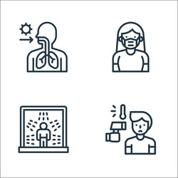Flat covid19 virus pandemic line icons linear set vector