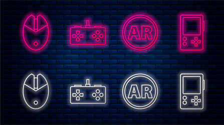 Set line gamepad ar augmented reality computer vector