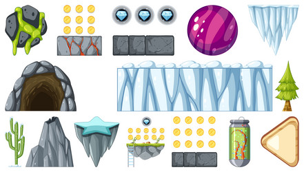 Set of isolated fantasy space game objects vector