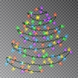 Christmas color tree of lights string hanging on w vector