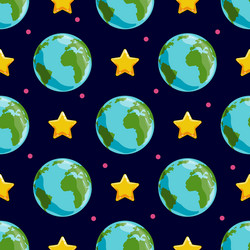 seamless pattern with cartoon planet vector image