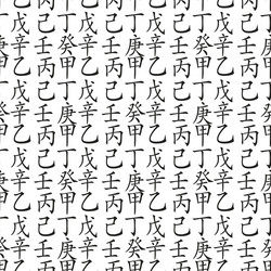 set of feng shui hieroglyphs seamless pattern vector image