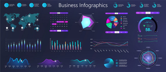 Workflow graphics charts and diagrams dark vector