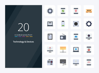 20 devices flat color icon for presentation vector image