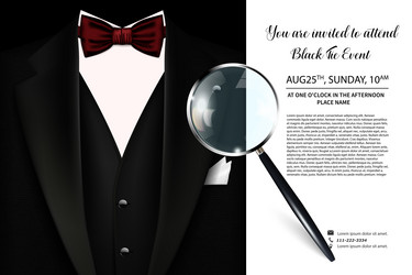 Vector Black Suit Black Tie Event Invitation Template Realistic