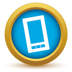 Gold smartphone icon vector