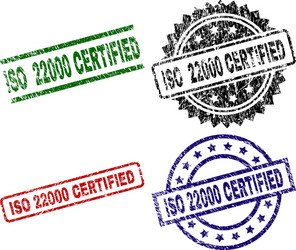 ISO 22000 Certified Seal - Textured Vector Image