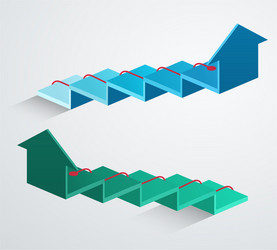 3d arrow with red rising pointer vector image