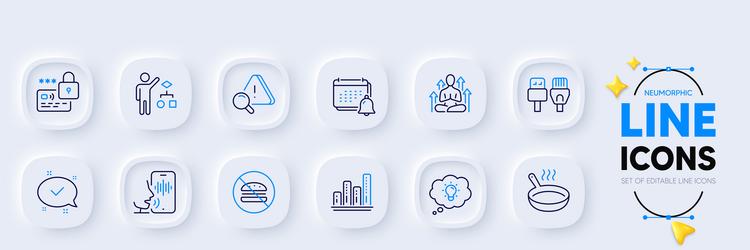 Energy attention and notification line icons vector