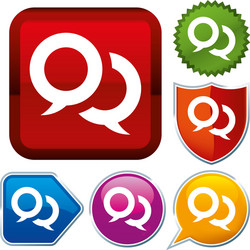 set shiny icon series on buttons conversation vector image