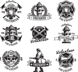 Firefighting Labels & Symbols Vector Image