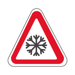 Traffic warning sign snowfall yellow triangle Vector Image