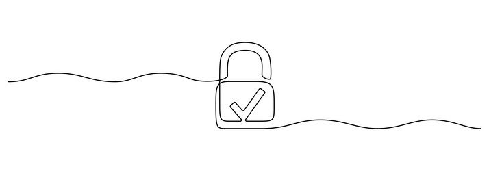 Continuous Line Padlock with Checkmark vector image