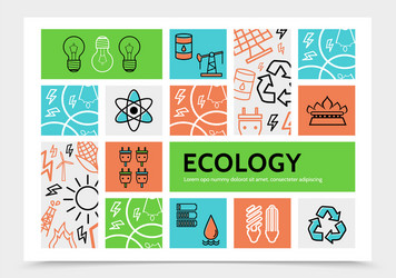 Linear ecology infographic template vector