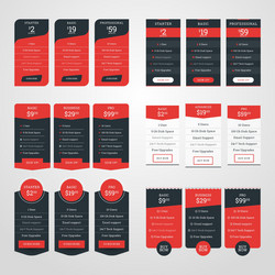 Set of pricing table design templates for websites vector