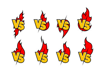 Versus sign surrounded by flames color symbol Vector Image