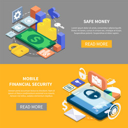 Financial security isometric banners vector