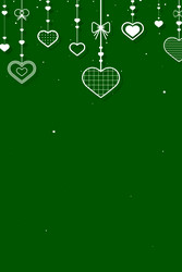 hanging hearts green festive background vector