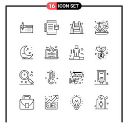 set 16 line style icons for web and mobile vector image