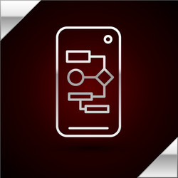 silver line algorithm icon isolated on dark red vector image