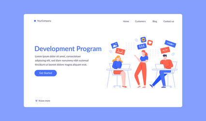 team development program project landing web page vector image
