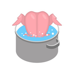 boil chicken in saucepan bird vector